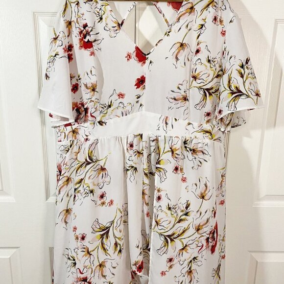 RoseGal - White Floral Romper with Skirt - Picture 4 of 14